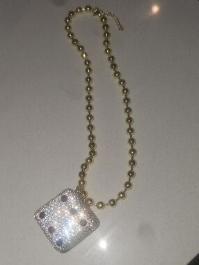 ElectroGoldPlated Alloy Necklace, Rhinestone Pendant 3cm By 3cm Necklace 40cm